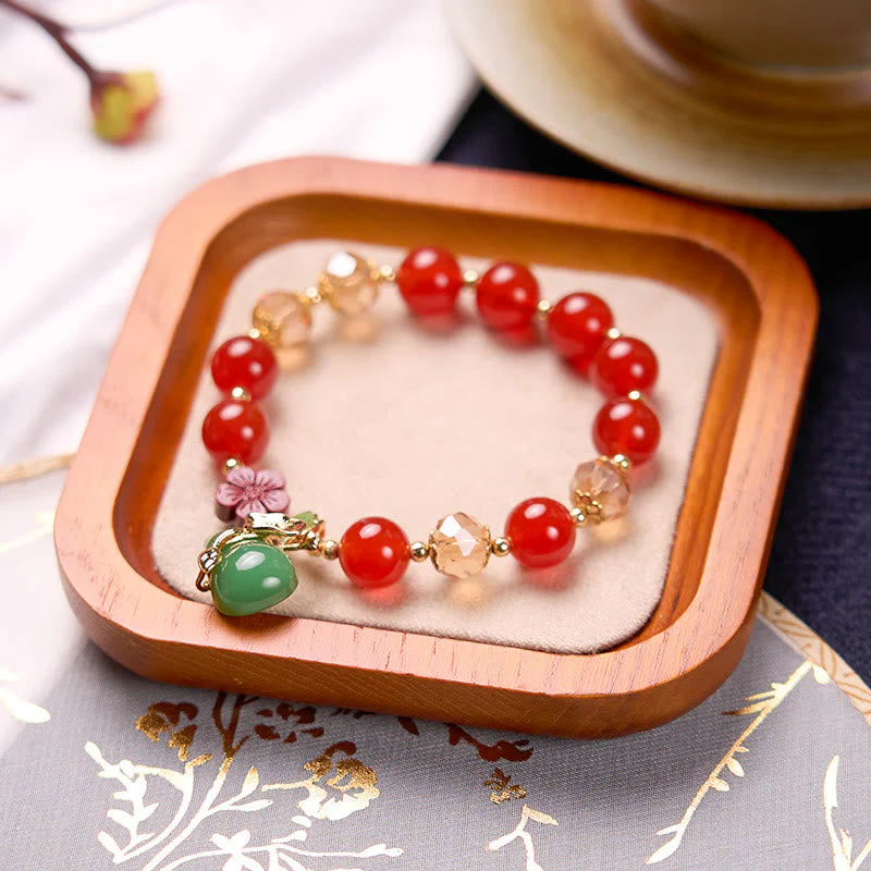 10mm Natural Red and Green Agate Confidence Bracelet - Image 9