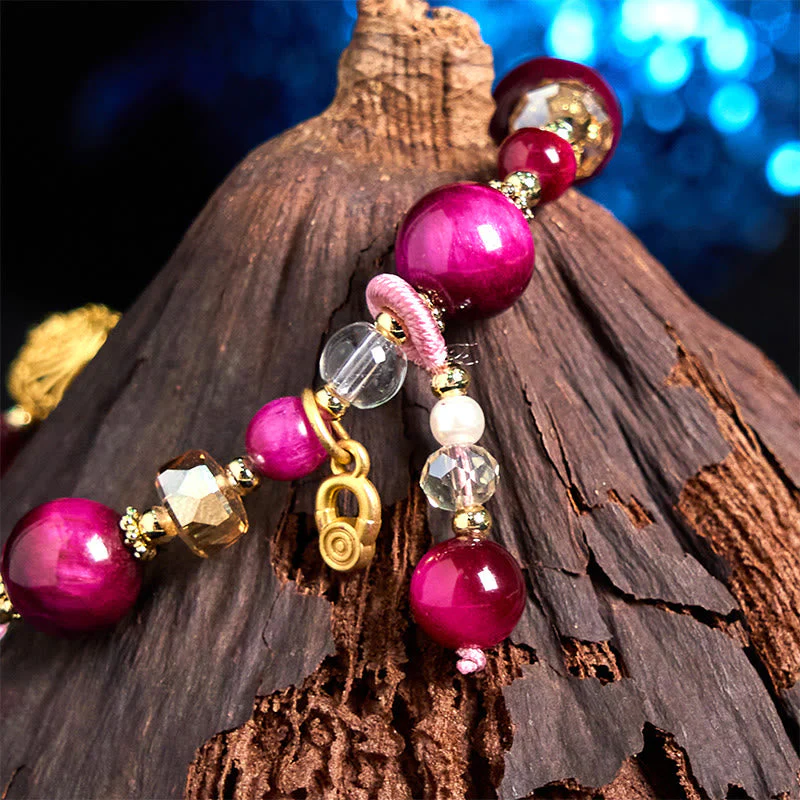 8mm Red & Green Tiger Eye Energy Balance Bracelet - Image 3
