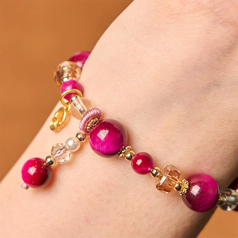 8mm Red & Green Tiger Eye Energy Balance Bracelet - Image 5