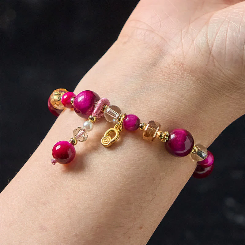 8mm Red & Green Tiger Eye Energy Balance Bracelet - Image 6