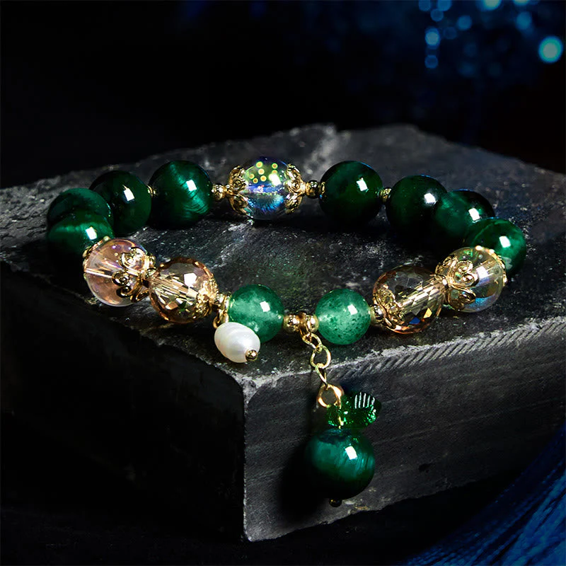 8mm Red & Green Tiger Eye Energy Balance Bracelet - Image 7