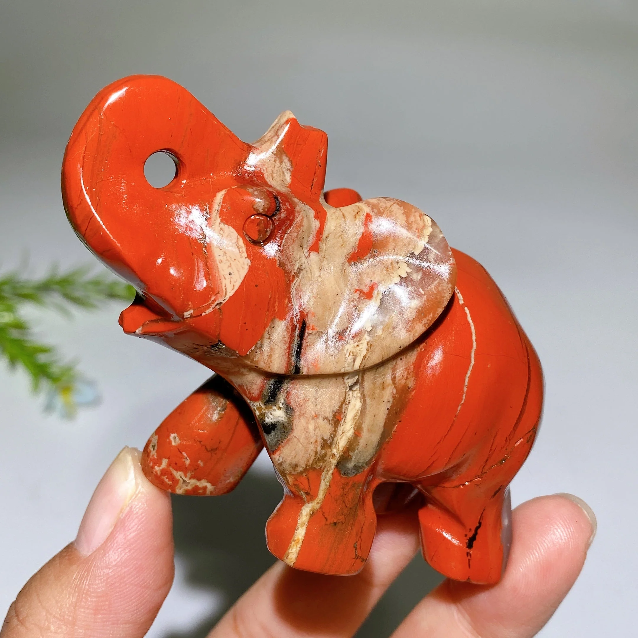 3.2 inch Red Jasper Elephant Crystal Carving for Healing - Image 2