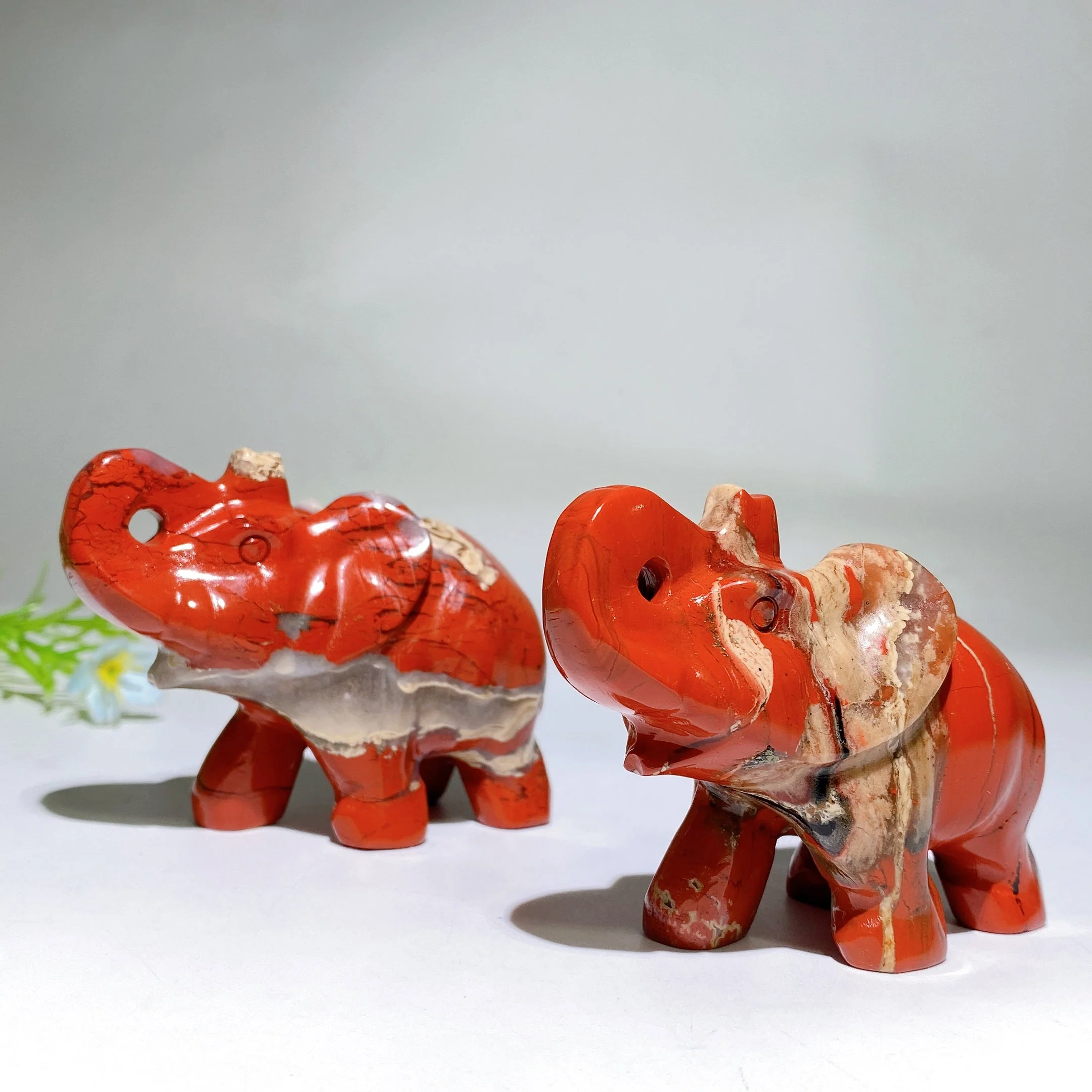 3.2 inch Red Jasper Elephant Crystal Carving for Healing - Image 3