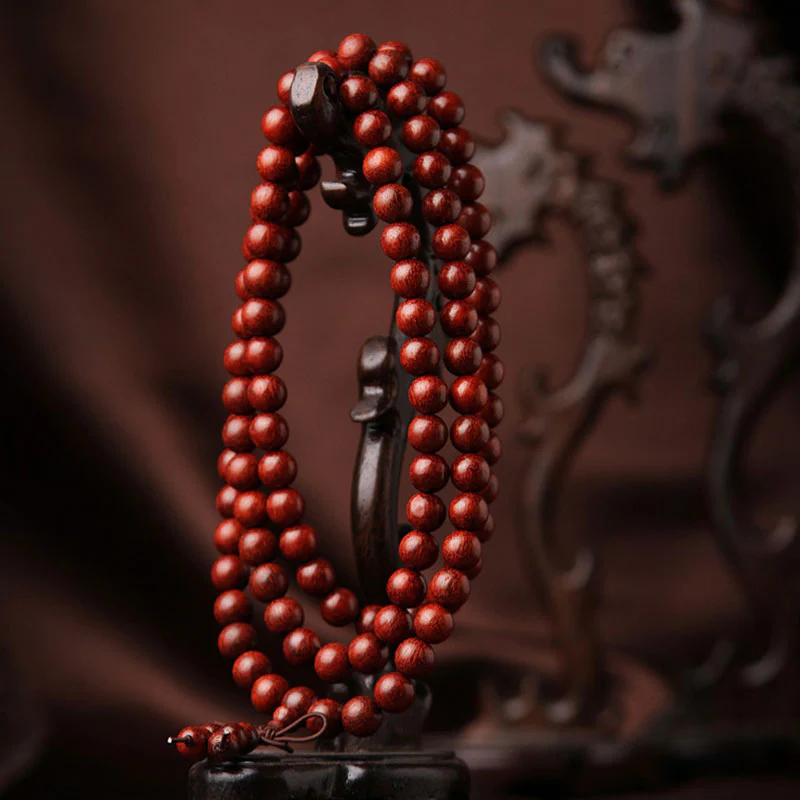 8mm Red Sandalwood 108 Beads Wood Mala Bracelet - Image 2