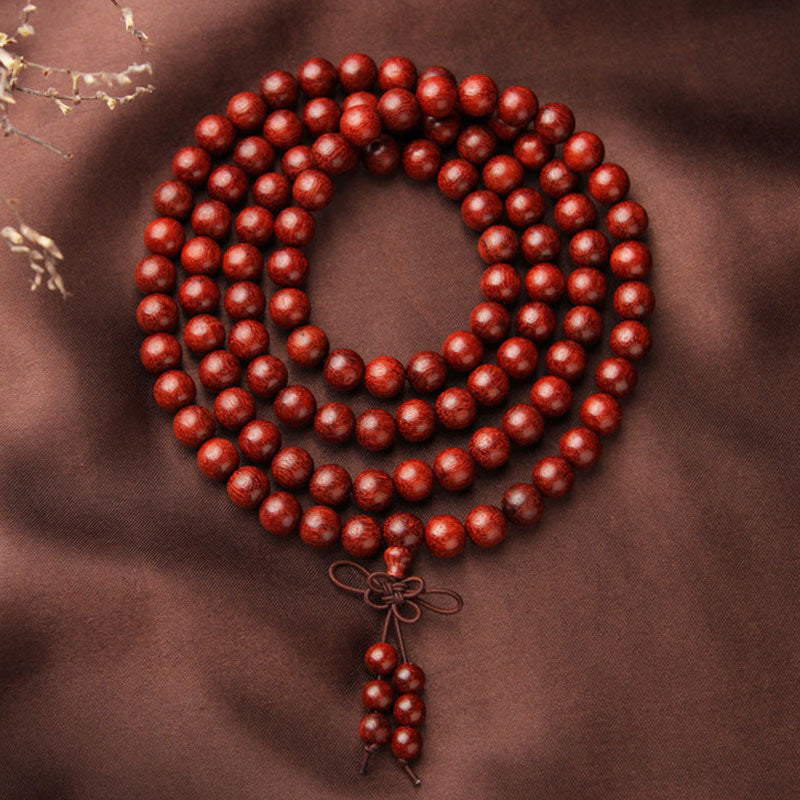 8mm Red Sandalwood 108 Beads Wood Mala Bracelet - Image 4