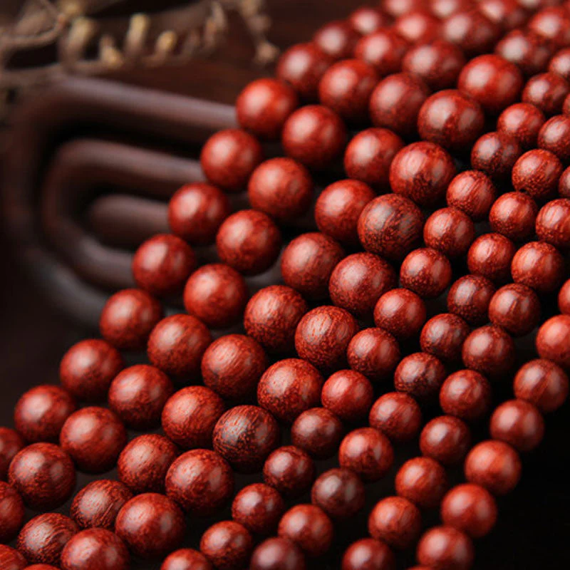 8mm Red Sandalwood 108 Beads Wood Mala Bracelet - Image 6