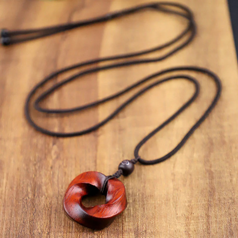 Spiritual Red Sandalwood Auspicious Clouds Necklace - Image 11