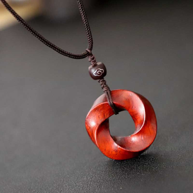 Spiritual Red Sandalwood Auspicious Clouds Necklace - Image 6
