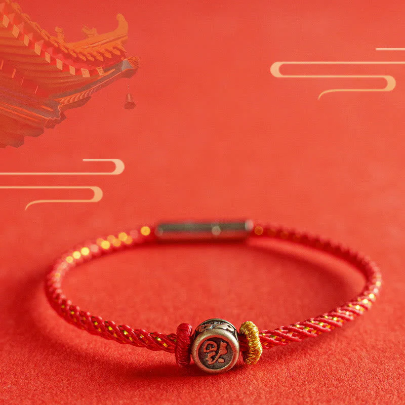 Red String Faith Bracelet | 925 Sterling Silver Fu Symbol - Image 2