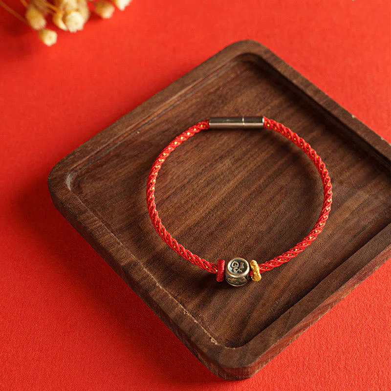 Red String Faith Bracelet | 925 Sterling Silver Fu Symbol - Image 3