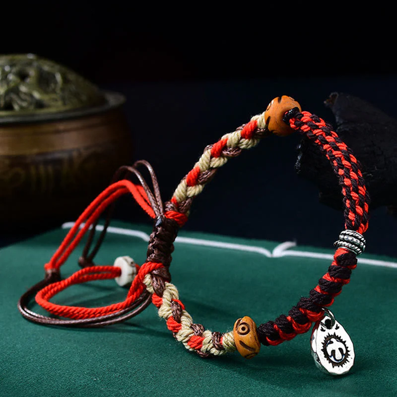 Adjustable Red String Garuda Bracelet with Tibetan Silver Charm - Image 4