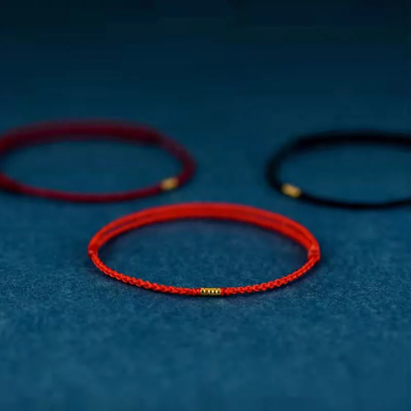 Red String Lucky Golden Bead Bracelet Anklet - Image 13