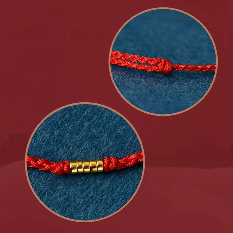 Red String Lucky Golden Bead Bracelet Anklet - Image 14