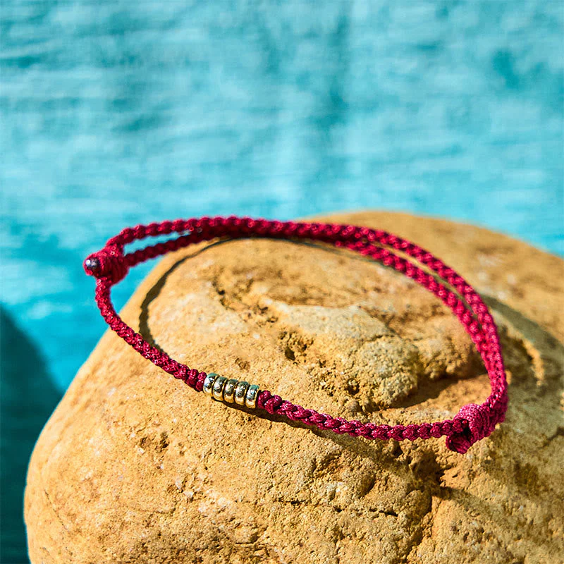 Red String Lucky Golden Bead Bracelet Anklet - Image 2