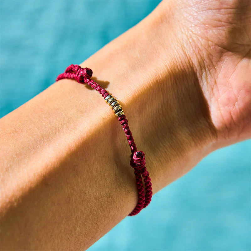 Red String Lucky Golden Bead Bracelet Anklet - Image 4