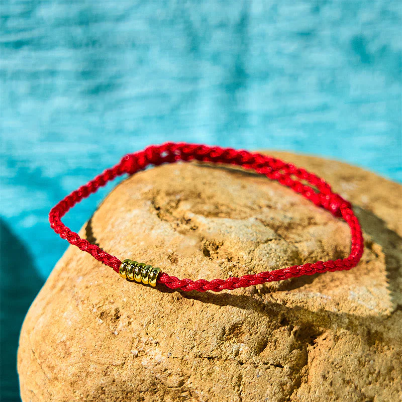 Red String Lucky Golden Bead Bracelet Anklet - Image 9