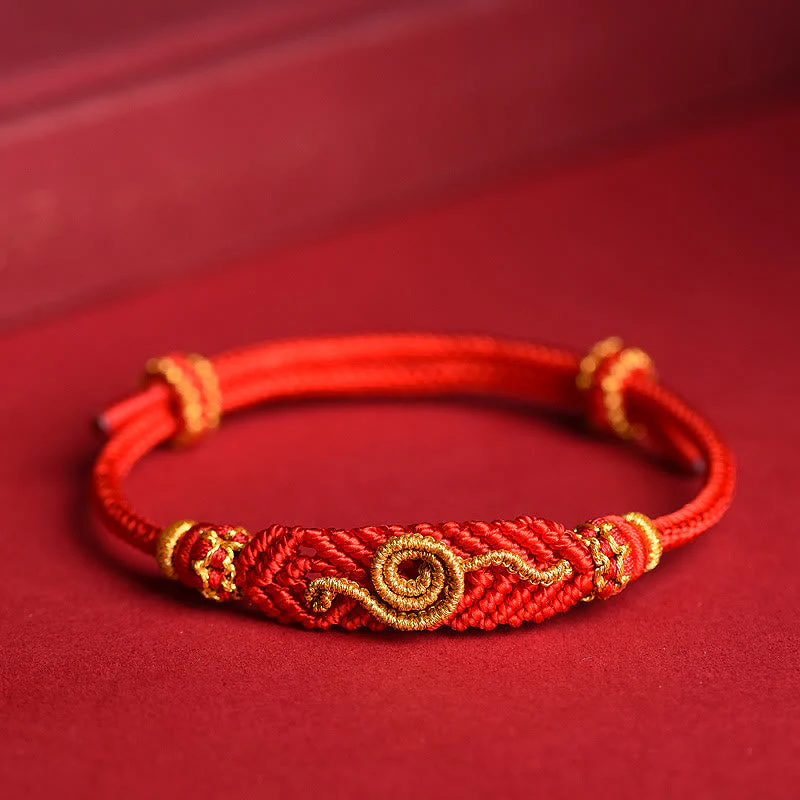 Handmade Red String Eight Thread Peace Knot Snake Year Bracelet