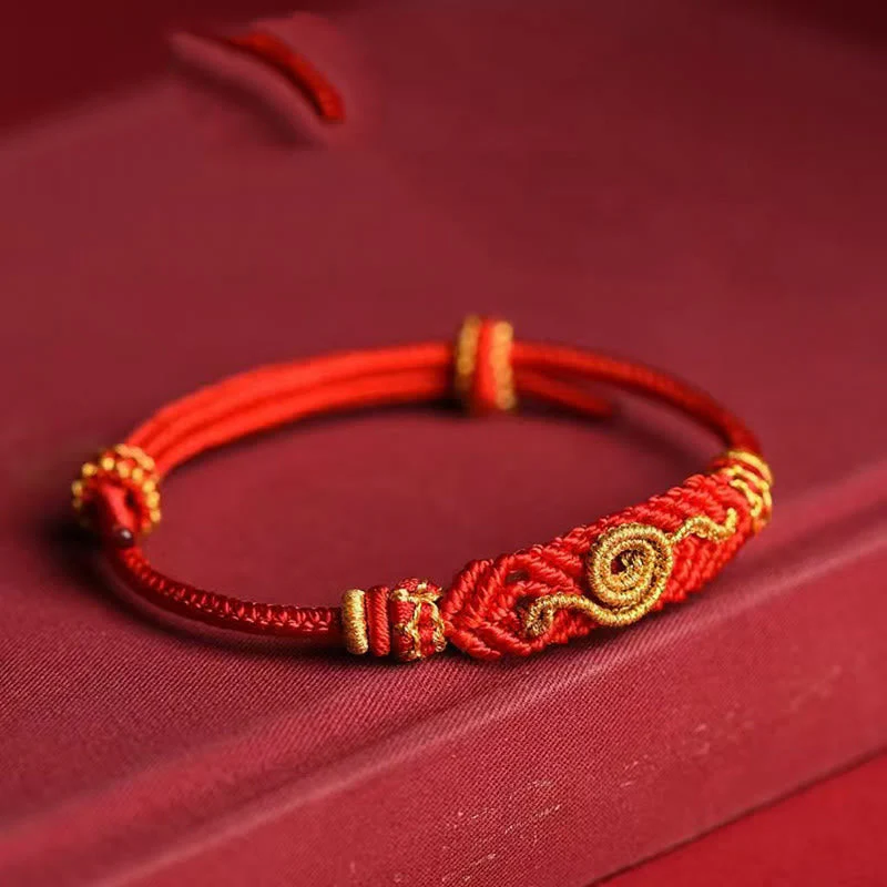 Handmade Red String Eight Thread Peace Knot Snake Year Bracelet - Image 2