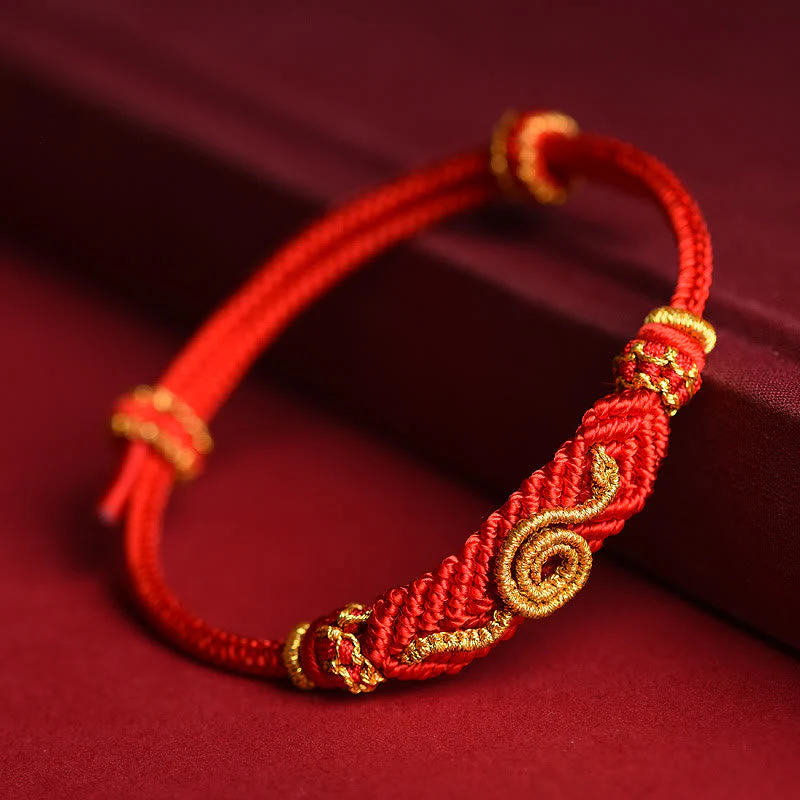 Handmade Red String Eight Thread Peace Knot Snake Year Bracelet - Image 3