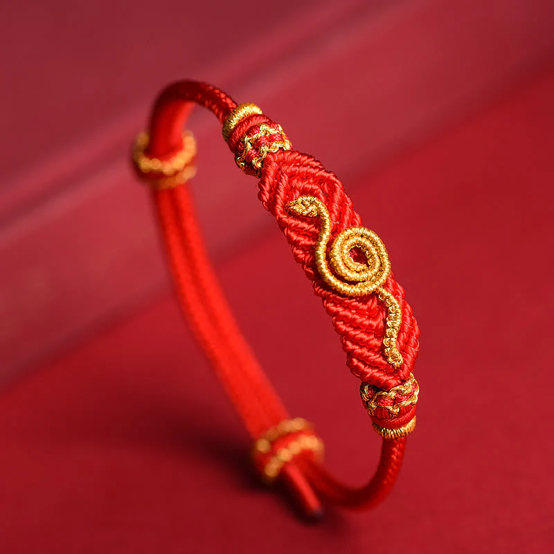 Handmade Red String Eight Thread Peace Knot Snake Year Bracelet - Image 4
