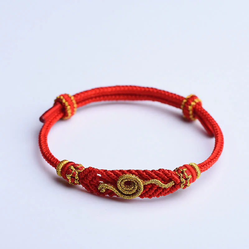 Handmade Red String Eight Thread Peace Knot Snake Year Bracelet - Image 5