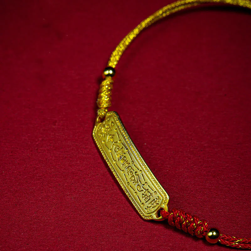 Red String Bracelet with 14K Gold Plated Amulet - Image 3