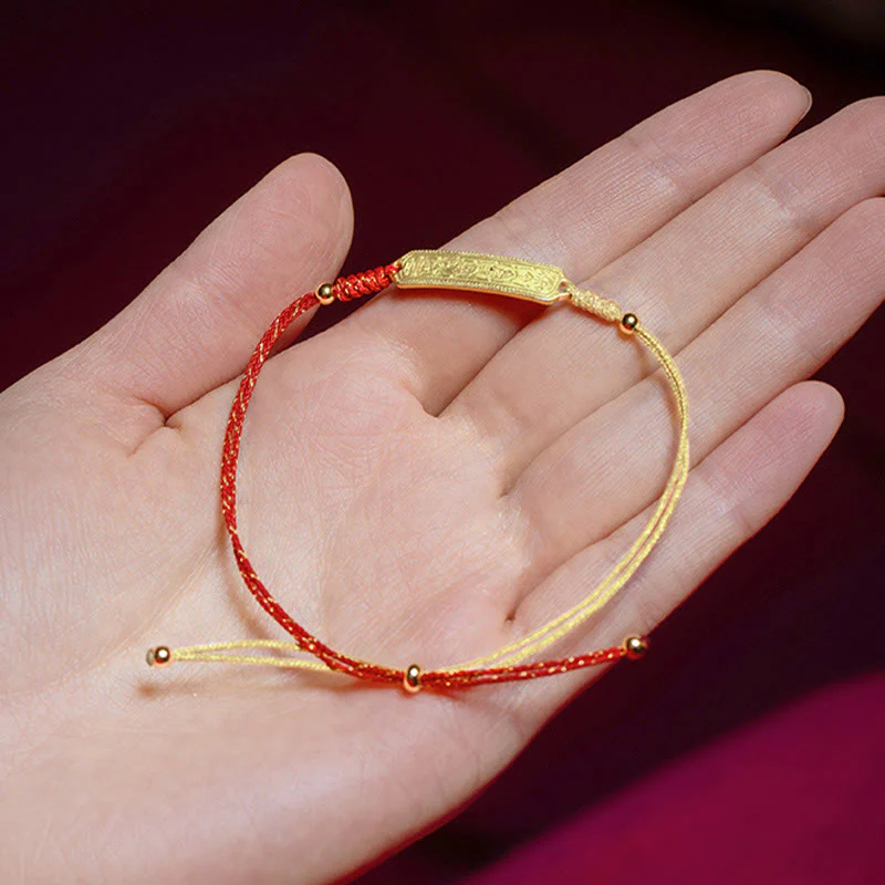 Red String Bracelet with 14K Gold Plated Amulet - Image 4