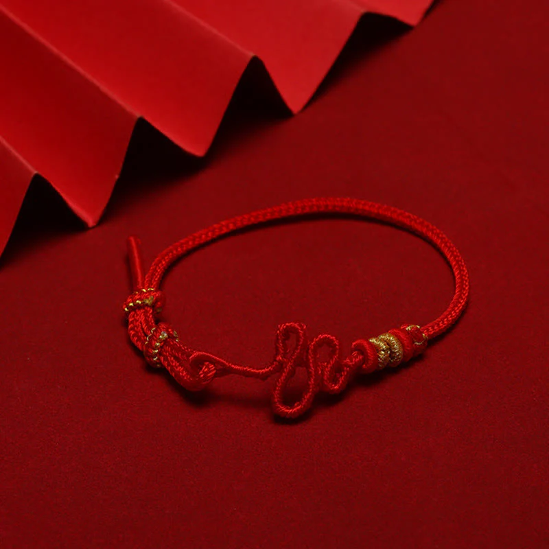 Adjustable Red String Snake Knot Protection Bracelet - Image 2
