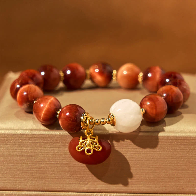 8mm Red Tiger Eye Pumpkin Calm Bracelet - Image 2