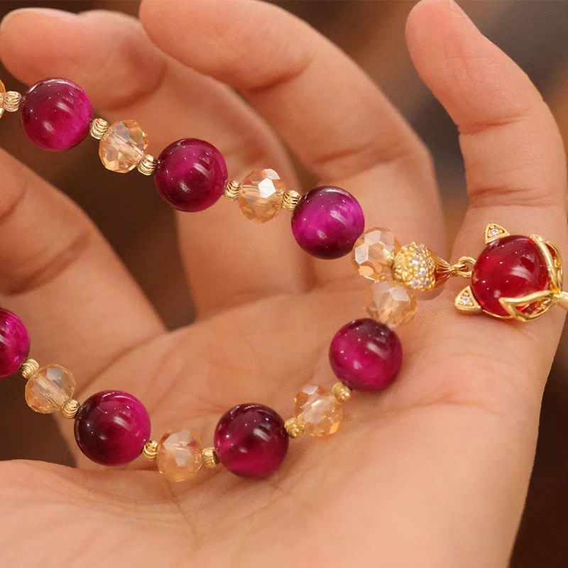 Red Tiger Eye Protection Bracelet with Pixiu and Fox Charms - Image 6
