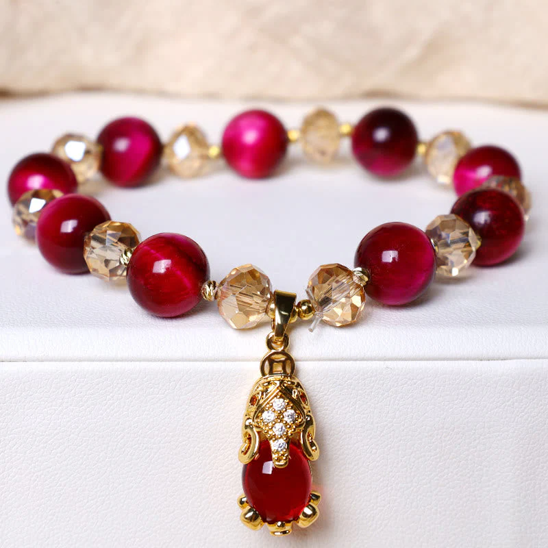 Red Tiger Eye Protection Bracelet with Pixiu and Fox Charms - Image 9