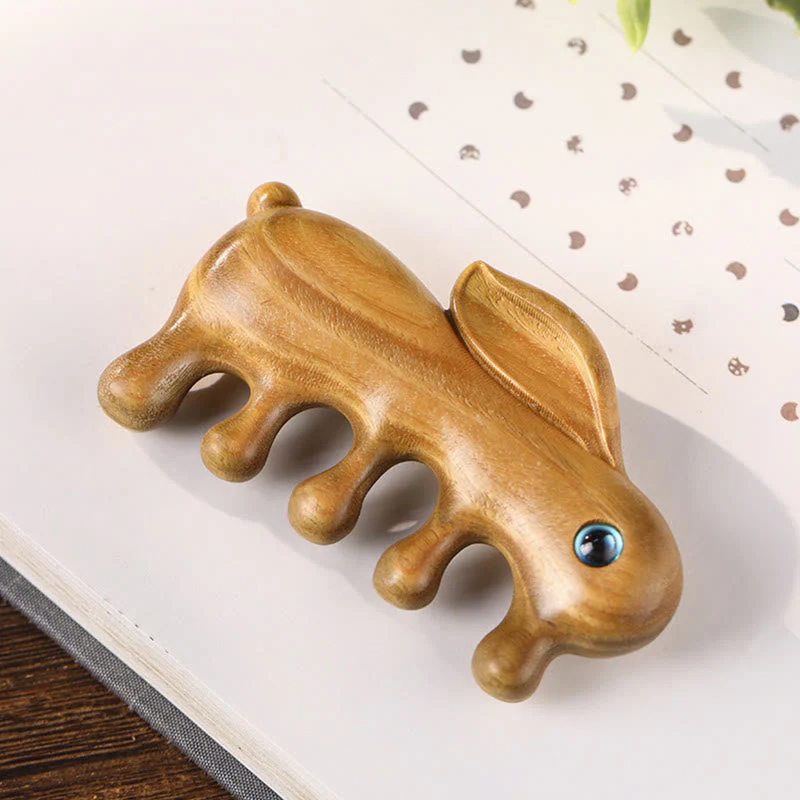Relaxation Massage Comb | Small Leaf Red & Green Sandalwood - Image 11
