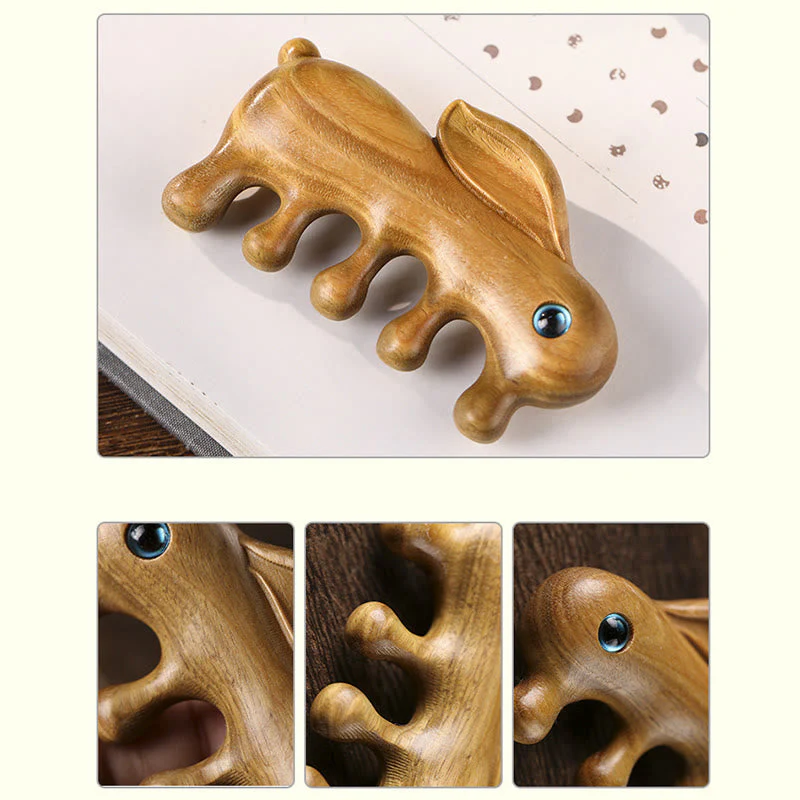 Relaxation Massage Comb | Small Leaf Red & Green Sandalwood - Image 8