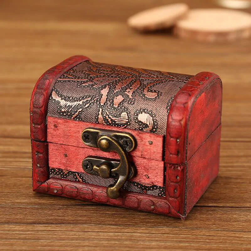 Retro Small Wood Jewelry Box with Golden Grape Design | Zen Decor - Image 10