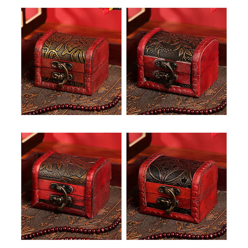 Retro Small Wood Jewelry Box with Golden Grape Design | Zen Decor - Image 13