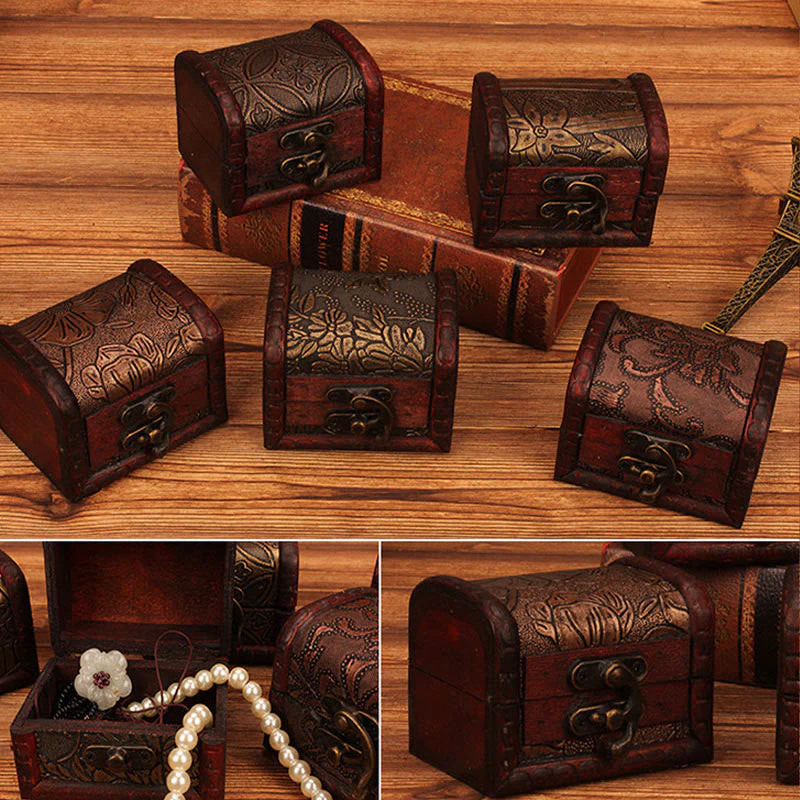 Retro Small Wood Jewelry Box with Golden Grape Design | Zen Decor - Image 14