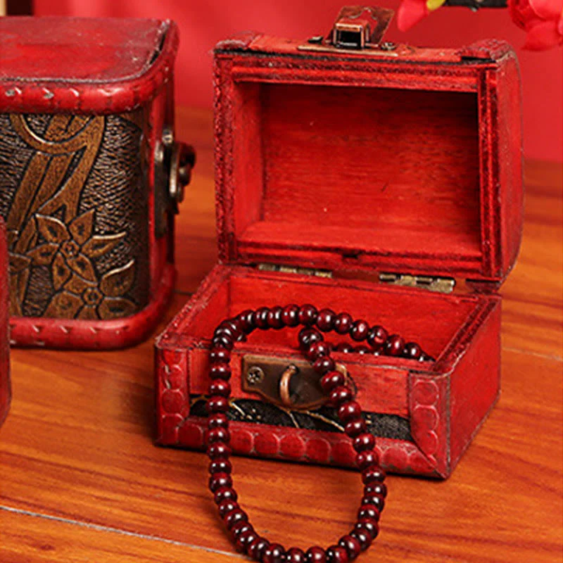 Retro Small Wood Jewelry Box with Golden Grape Design | Zen Decor - Image 16