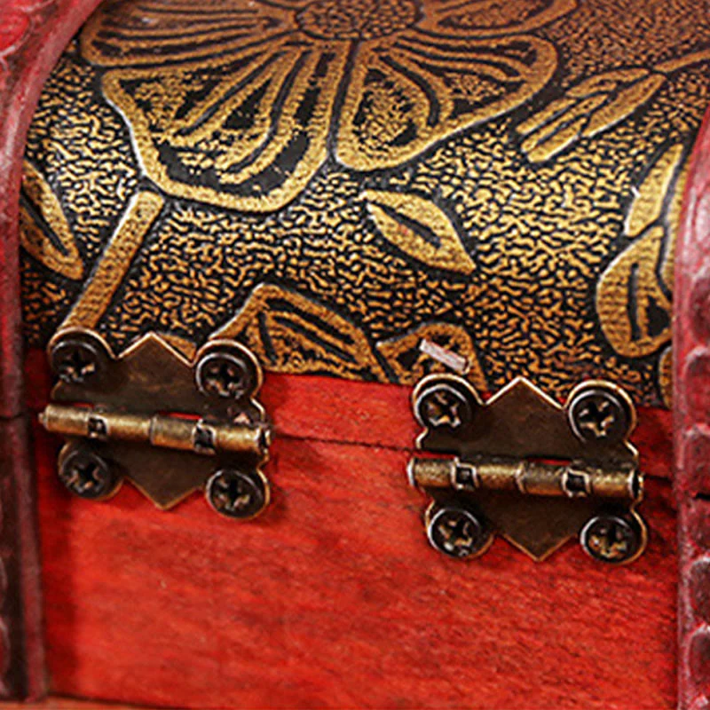 Retro Small Wood Jewelry Box with Golden Grape Design | Zen Decor - Image 5