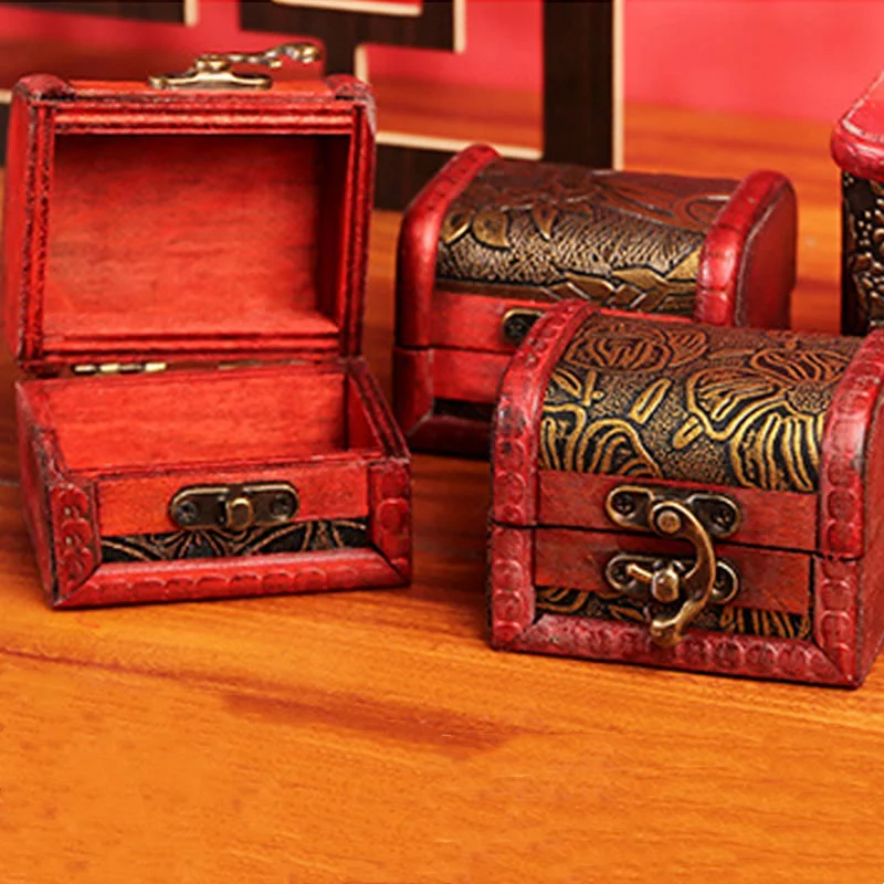 Retro Small Wood Jewelry Box with Golden Grape Design | Zen Decor - Image 6