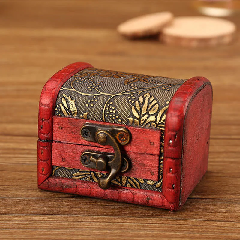Retro Small Wood Jewelry Box with Golden Grape Design | Zen Decor - Image 7
