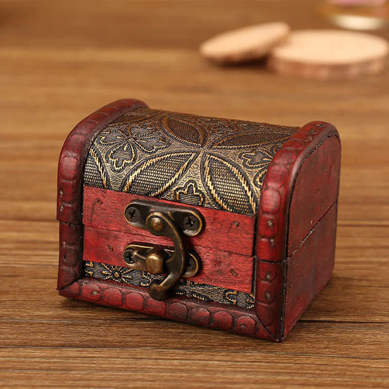 Retro Small Wood Jewelry Box with Golden Grape Design | Zen Decor - Image 8