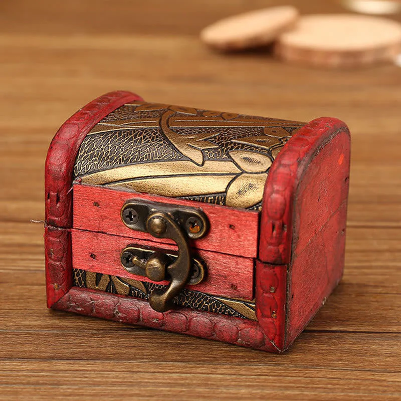 Retro Small Wood Jewelry Box with Golden Grape Design | Zen Decor - Image 9