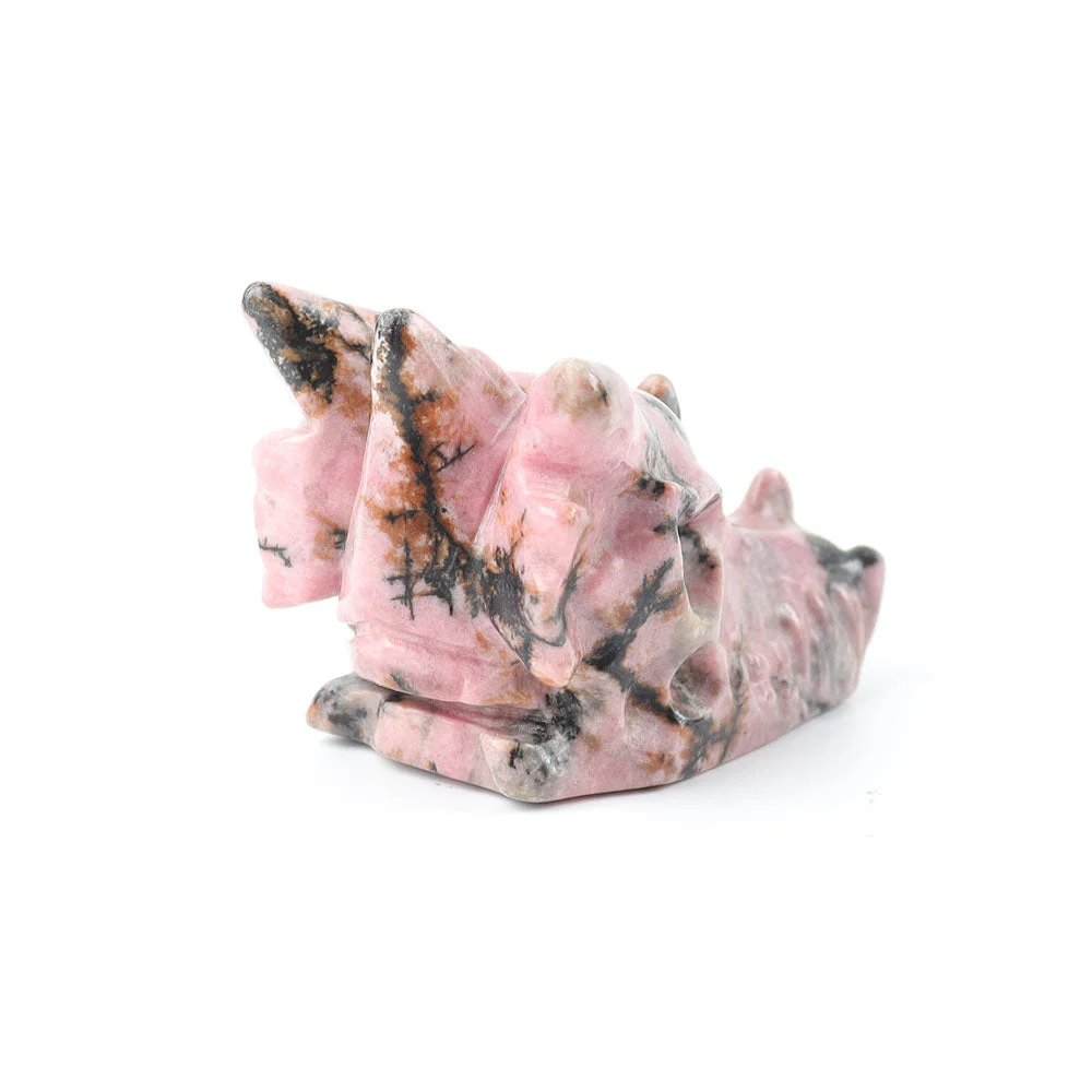 Rhodonite Crystal Dragon Head Carving 2.57in Pink Black - Image 4