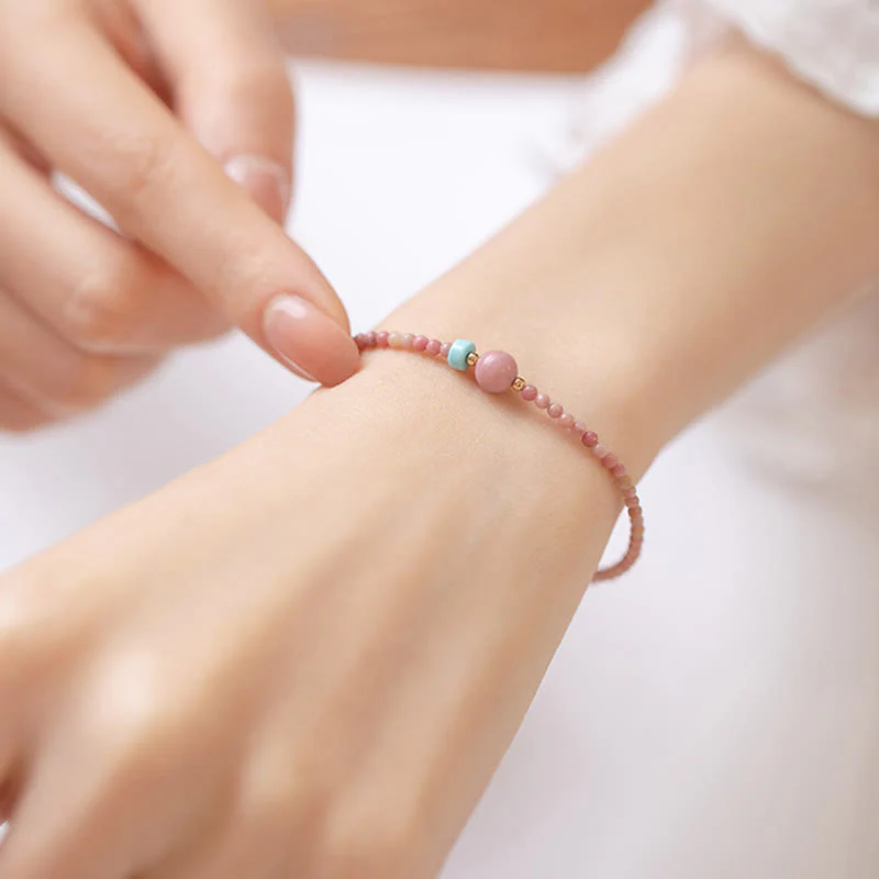 14K Gold Plated Rhodonite Loving Energy Chain Bracelet - Image 3