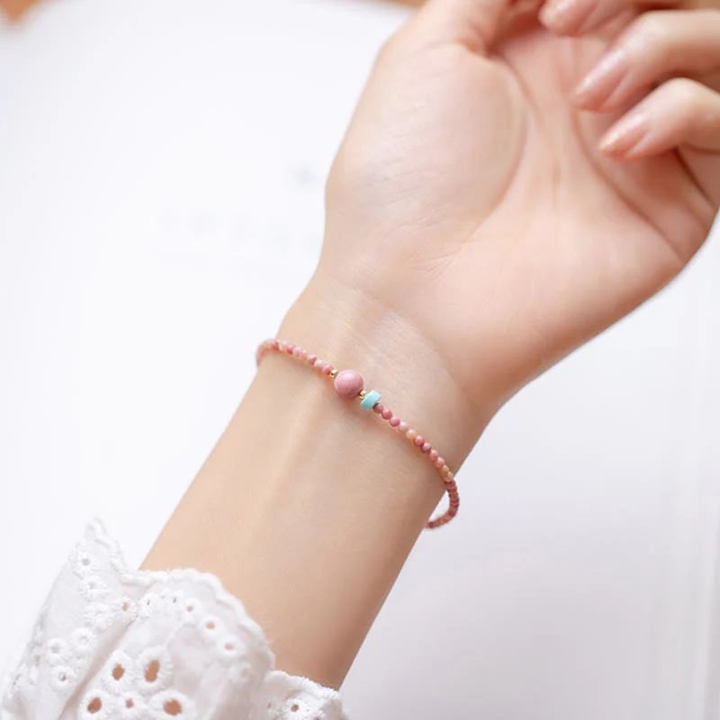 14K Gold Plated Rhodonite Loving Energy Chain Bracelet - Image 4