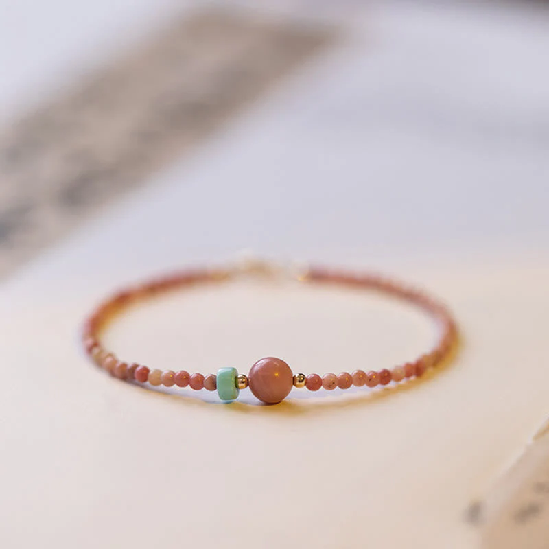 14K Gold Plated Rhodonite Loving Energy Chain Bracelet - Image 7