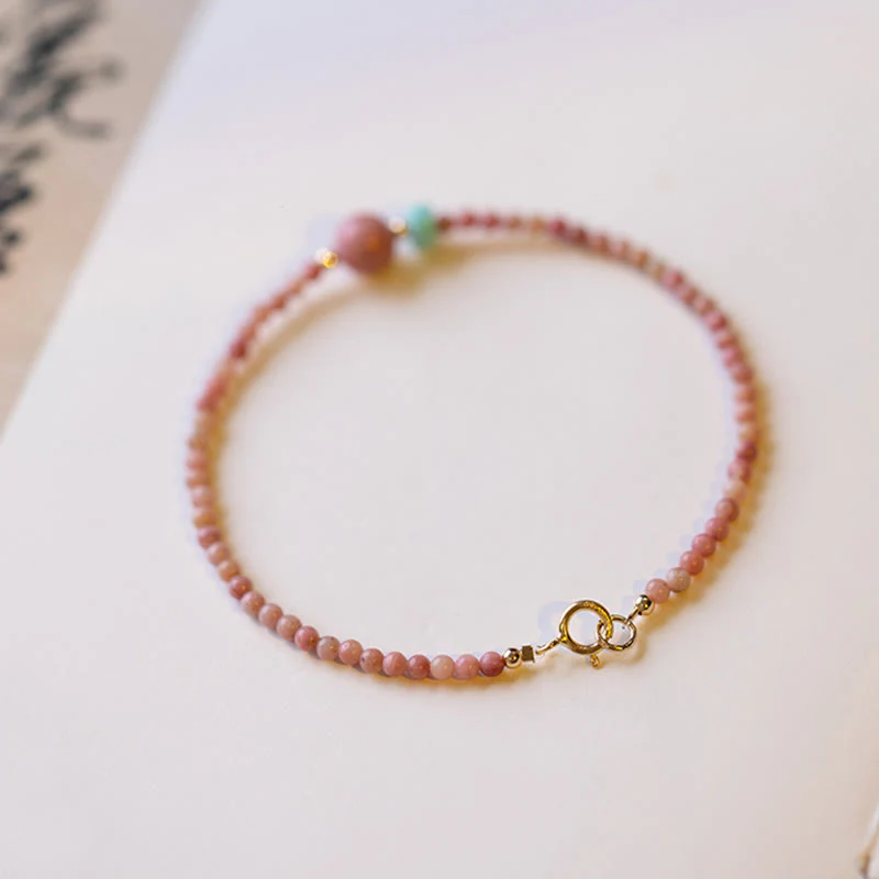 14K Gold Plated Rhodonite Loving Energy Chain Bracelet - Image 9