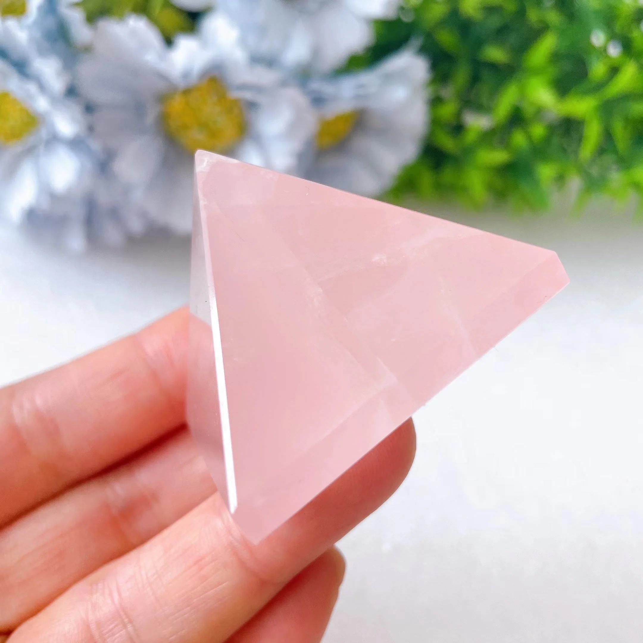 1.7 inch Rose Quartz Healing Crystal Pyramid for Meditation - Image 4