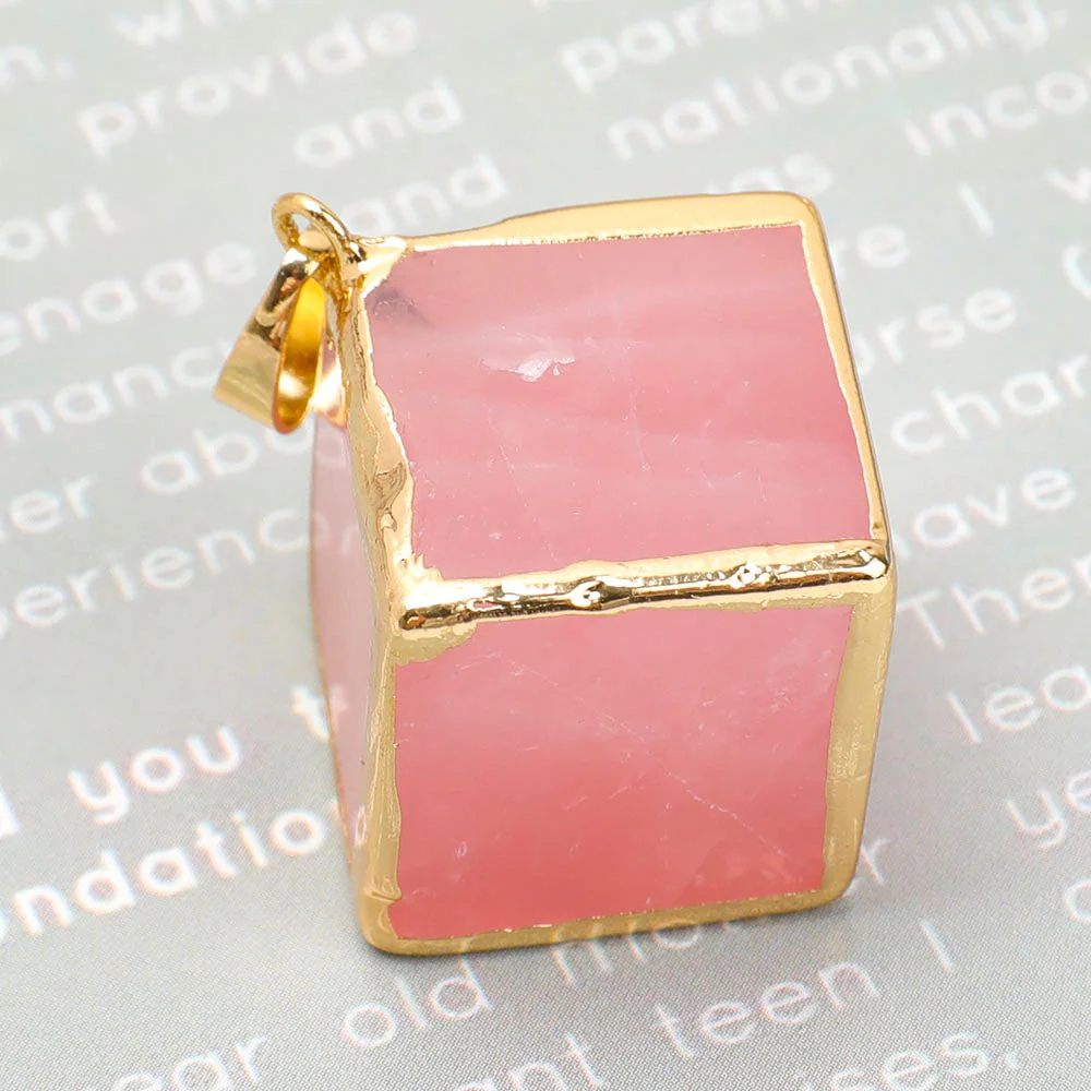 Rose Quartz Cube Pendant 1 Inch for Emotional Healing - Image 5