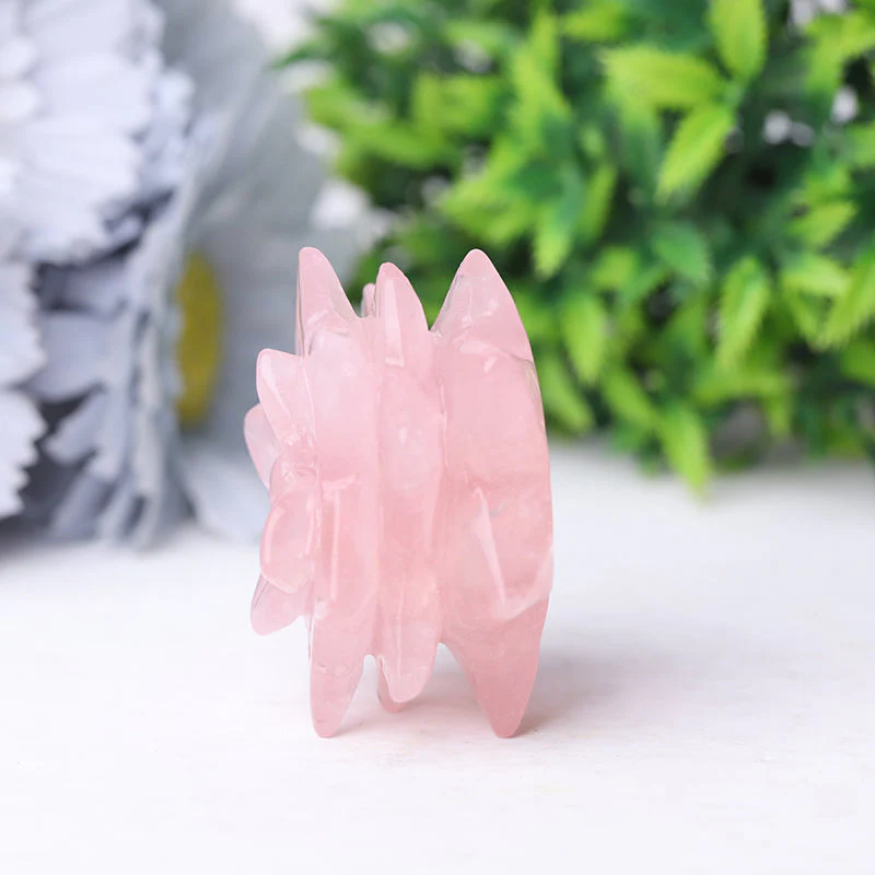 2-inch Rose Quartz Succulent Crystal Figurine Carving - Image 4